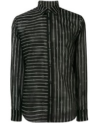 Camicia a maniche lunghe a righe verticali nera e bianca di Givenchy
