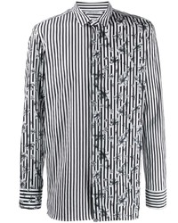 Camicia a maniche lunghe a righe verticali nera e bianca di Neil Barrett