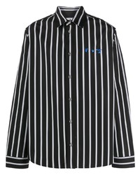 Camicia a maniche lunghe a righe verticali nera e bianca di Off-White