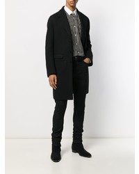 Camicia a maniche lunghe a righe verticali nera e bianca di Saint Laurent