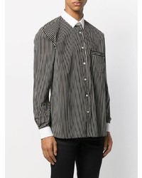Camicia a maniche lunghe a righe verticali nera e bianca di Saint Laurent