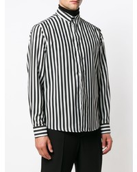 Camicia a maniche lunghe a righe verticali nera e bianca di Christian Pellizzari