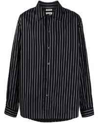Camicia a maniche lunghe a righe verticali nera e bianca di Tom Wood