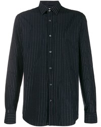 Camicia a maniche lunghe a righe verticali nera di Alexander McQueen
