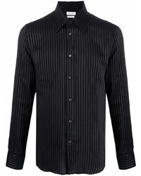 Camicia a maniche lunghe a righe verticali nera di Alexander McQueen