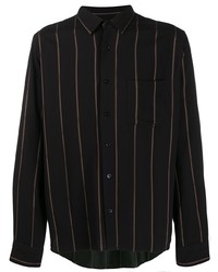 Camicia a maniche lunghe a righe verticali nera di Ami Paris