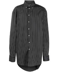 Camicia a maniche lunghe a righe verticali nera di Balenciaga