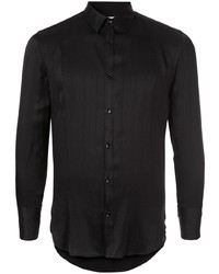 Camicia a maniche lunghe a righe verticali nera di Saint Laurent
