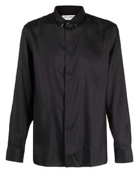 Camicia a maniche lunghe a righe verticali nera di Saint Laurent