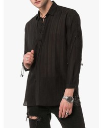 Camicia a maniche lunghe a righe verticali nera di Saint Laurent