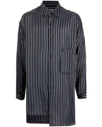 Camicia a maniche lunghe a righe verticali nera di Yohji Yamamoto