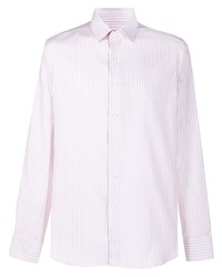 Camicia a maniche lunghe a righe verticali rosa di Canali