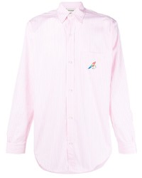 Camicia a maniche lunghe a righe verticali rosa di Drôle De Monsieur