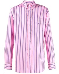 Camicia a maniche lunghe a righe verticali rosa di Etro