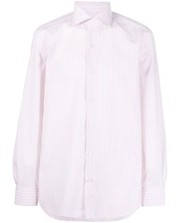 Camicia a maniche lunghe a righe verticali rosa di Finamore 1925 Napoli