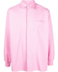Camicia a maniche lunghe a righe verticali rosa di Jacquemus