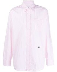 Camicia a maniche lunghe a righe verticali rosa di Lacoste