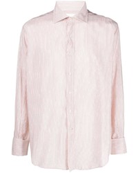 Camicia a maniche lunghe a righe verticali rosa di Maison Margiela