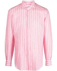 Camicia a maniche lunghe a righe verticali rosa di Mazzarelli