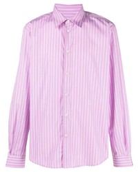 Camicia a maniche lunghe a righe verticali rosa di MSGM