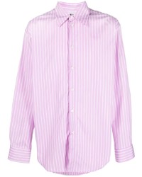 Camicia a maniche lunghe a righe verticali rosa di MSGM