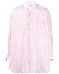 Camicia a maniche lunghe a righe verticali rosa di Raf Simons