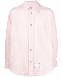 Camicia a maniche lunghe a righe verticali rosa di Thom Browne