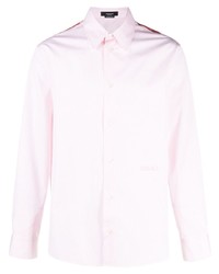 Camicia a maniche lunghe a righe verticali rosa di Versace
