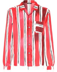 Camicia a maniche lunghe a righe verticali rossa e bianca di Dolce & Gabbana