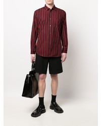 Camicia a maniche lunghe a righe verticali rossa e nera di Comme Des Garcons SHIRT