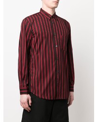 Camicia a maniche lunghe a righe verticali rossa e nera di Comme Des Garcons SHIRT