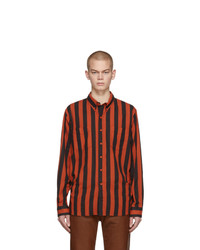 Camicia a maniche lunghe a righe verticali rossa e nera di Levis Vintage Clothing