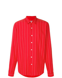 Camicia a maniche lunghe a righe verticali rossa di AMI Alexandre Mattiussi