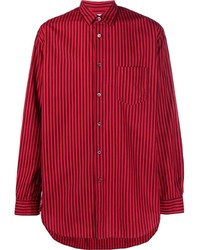 Camicia a maniche lunghe a righe verticali rossa di Comme Des Garcons SHIRT