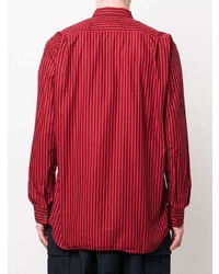 Camicia a maniche lunghe a righe verticali rossa di Comme Des Garcons SHIRT