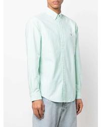 Camicia a maniche lunghe a righe verticali verde menta di Polo Ralph Lauren