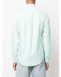Camicia a maniche lunghe a righe verticali verde menta di Polo Ralph Lauren