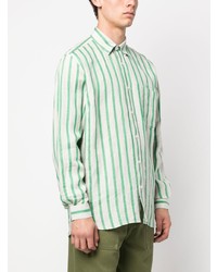 Camicia a maniche lunghe a righe verticali verde menta di Closed
