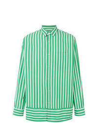 Camicia a maniche lunghe a righe verticali verde