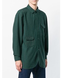 Camicia a maniche lunghe a righe verticali verde scuro di Han Kjobenhavn