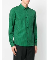Camicia a maniche lunghe a righe verticali verde scuro di AMI Alexandre Mattiussi