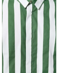 Camicia a maniche lunghe a righe verticali verde scuro di Sunnei