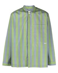 Camicia a maniche lunghe a righe verticali verde di Sunnei