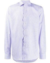 Camicia a maniche lunghe a righe verticali viola chiaro di Canali