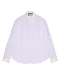 Camicia a maniche lunghe a righe verticali viola chiaro di Gucci