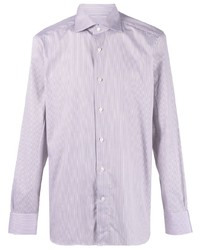 Camicia a maniche lunghe a righe verticali viola chiaro di Zegna