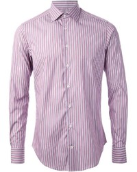 Camicia a maniche lunghe a righe verticali viola melanzana di Etro