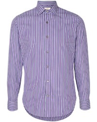 Camicia a maniche lunghe a righe verticali viola di Kent & Curwen