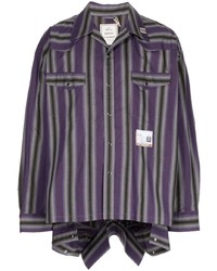 Camicia a maniche lunghe a righe verticali viola di Maison Mihara Yasuhiro
