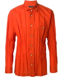 Camicia a maniche lunghe arancione di Issey Miyake